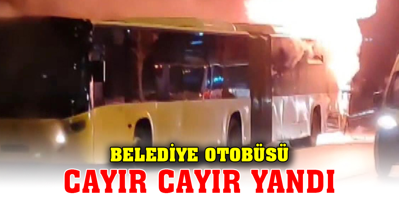 Belediye otobüsü cayır cayır yandı