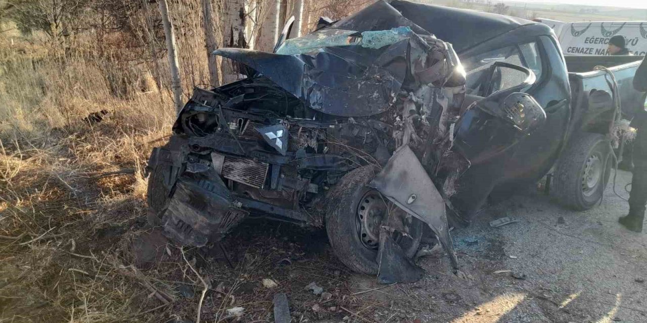 Sivas Gemerek'te kamyonet ağaca çarptı, sürücü hayatını kaybetti