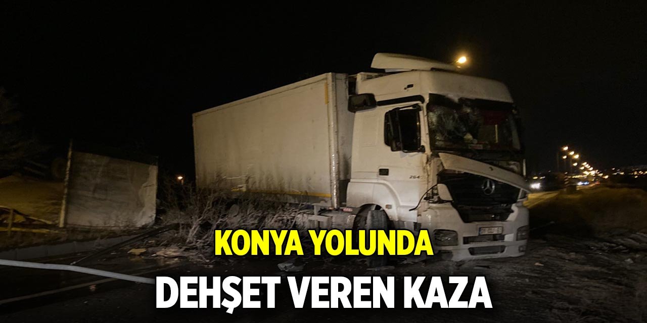 Devrilen kamyon yolu trafiğe kapattı