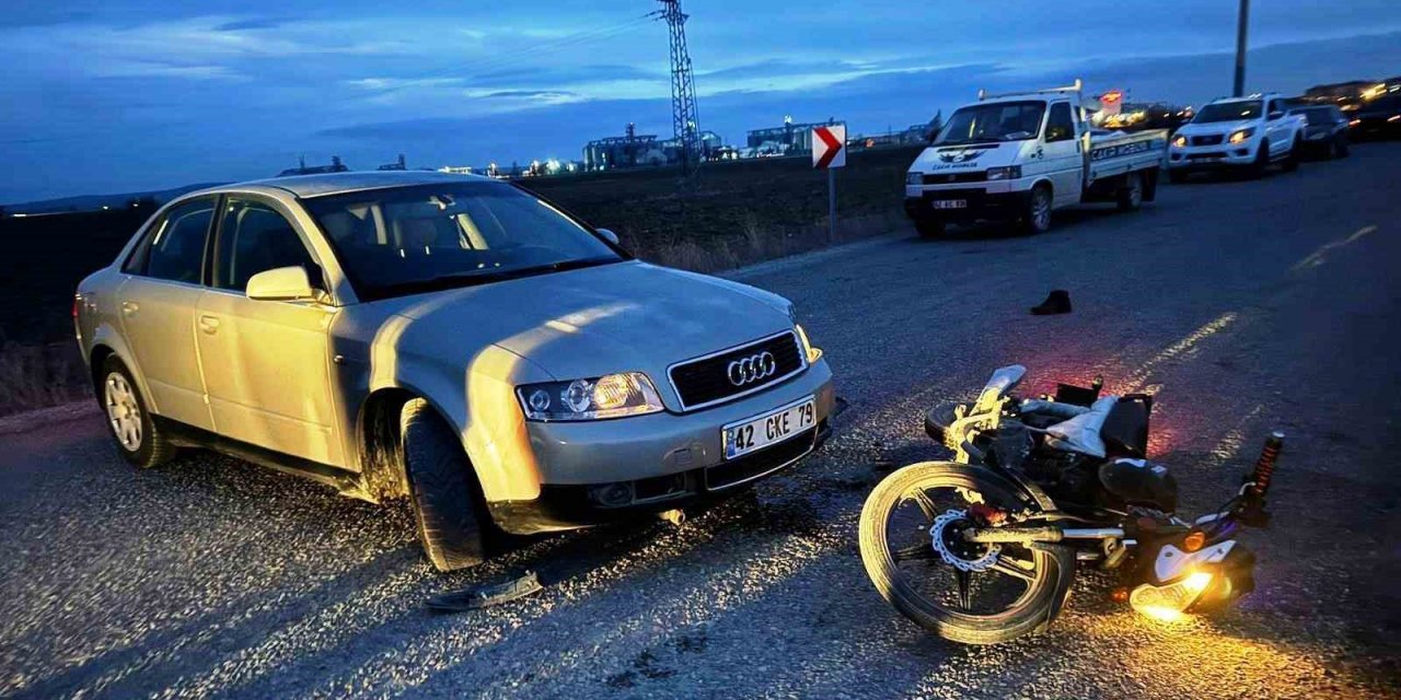 Konya’da otomobil ile motosiklet çarpıştı!