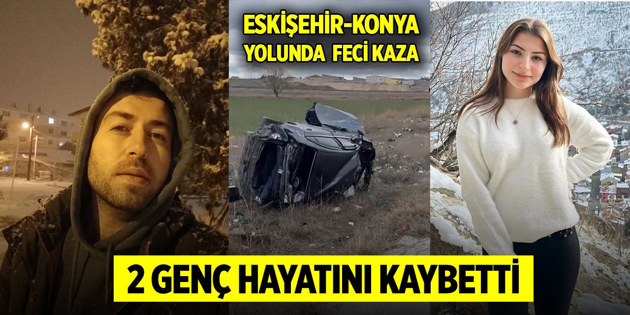 Eskişehir-Konya yolunda direğe çarpan otomobildeki 2 genç öldü
