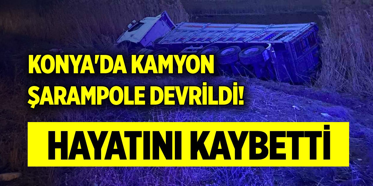 Konya'da kamyon şarampole devrildi! Hayatını kaybetti