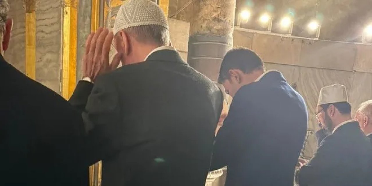 Başkan Erdoğan ve Murat Kurum akşam namazını Ayasofya Camii'nde eda etti