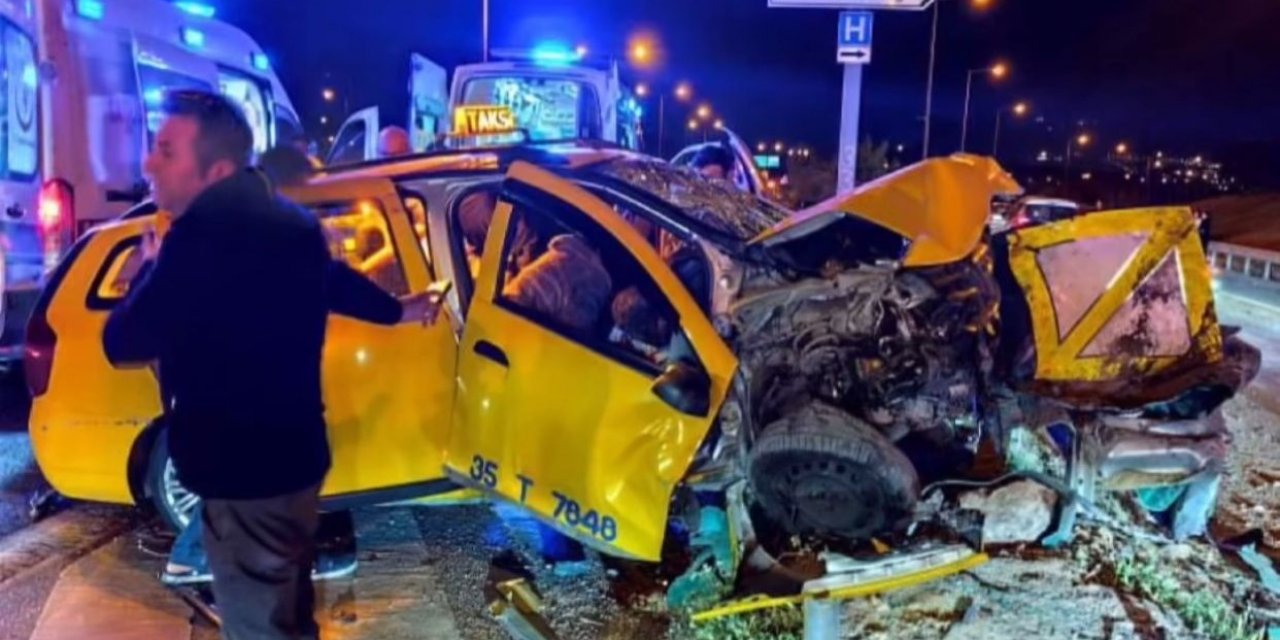 Ticari taksi bariyerlere çarptı: 1 ölü, 5 yaralı
