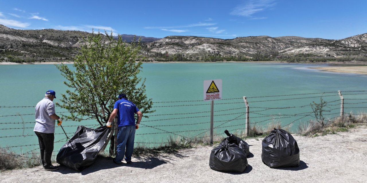 Konya'da barajın çevresinde geniş çaplı temizlik çalışması
