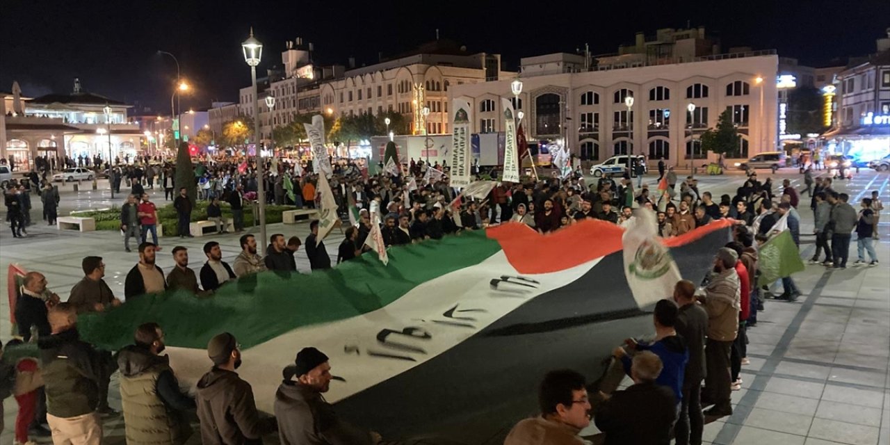 İsrail'in Gazze'ye saldırıları Konya'da protesto edildi
