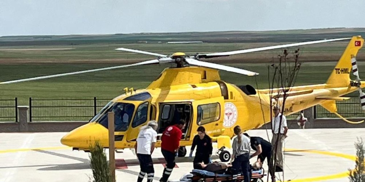 Konya'da helikopter ambulans, kalp krizi geçiren hasta için havalandı