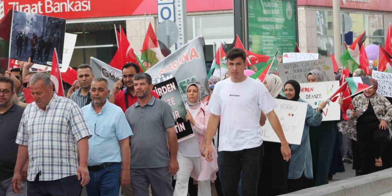 Konya Karapınar’da Filistin’e destek yürüyüşü