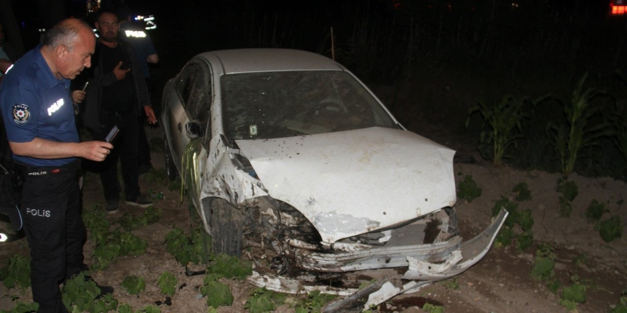 Konya'da otomobil ağaca çarpıp sebze bahçesine girdi: 5 yaralı