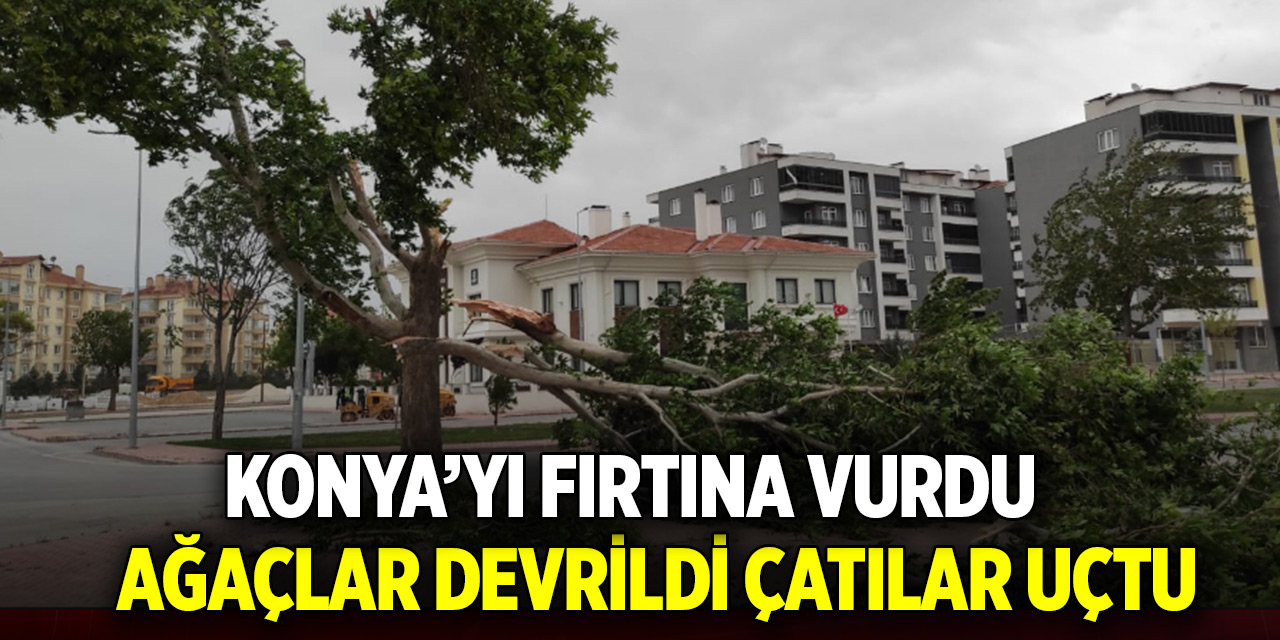 Konya’yı fırtına vurdu! Ağaçlar devrildi, çatılar uçtu