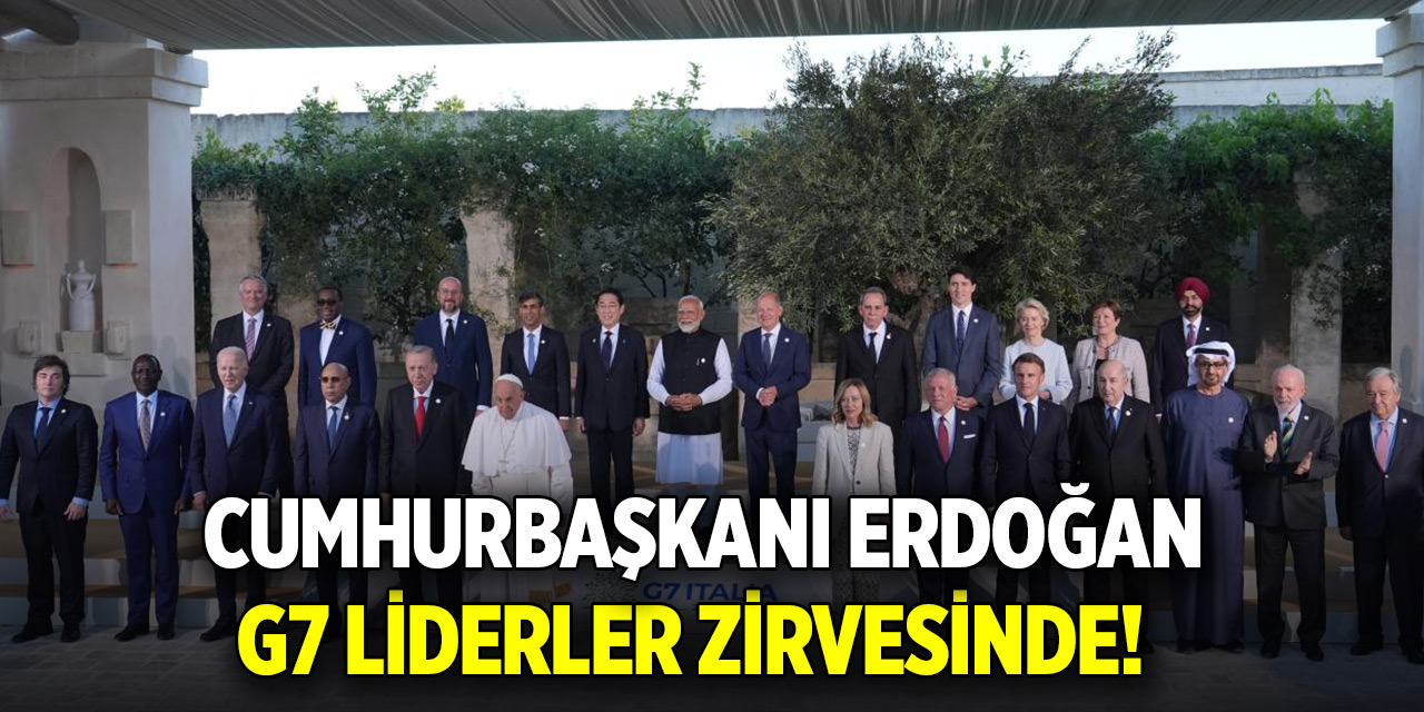 Cumhurbaşkanı Erdoğan G7 Liderler Zirvesinde! Aile fotoğrafı çekimine katıldı