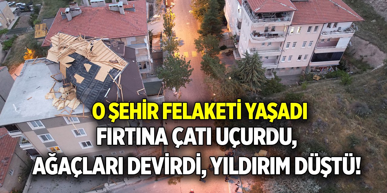 O şehir felaketi yaşadı  Fırtına çatı uçurdu, ağaçları devirdi, yıldırım düştü