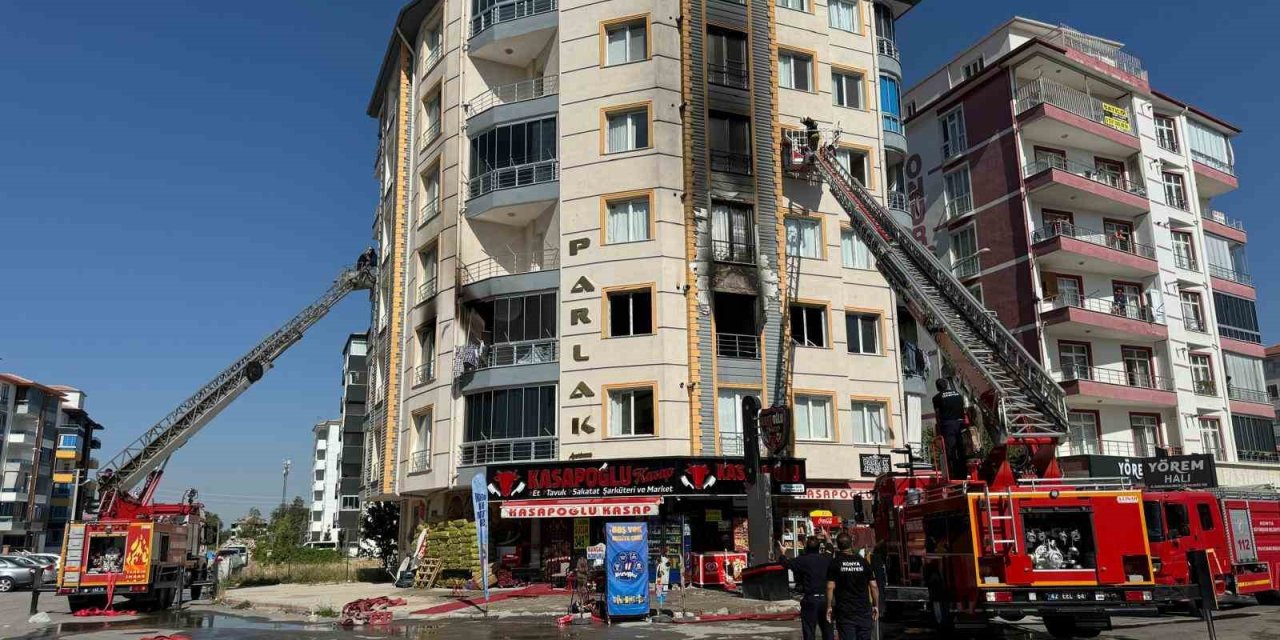 Konya'da apartmanda yangın! 6 kişi hastanelik oldu