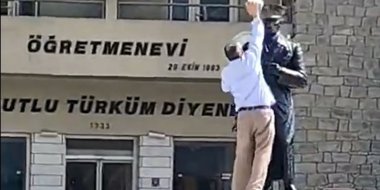 Atatürk heykeline taşlı saldırı!