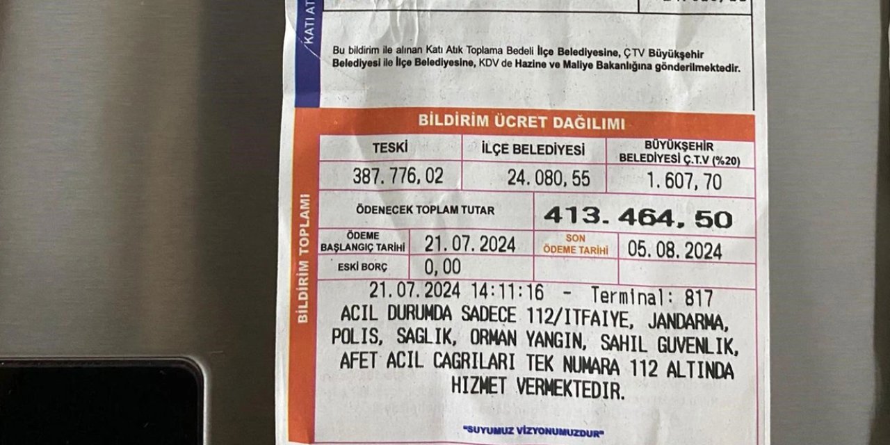 Yeni evli çifte düğün hediyesi: 413 bin lira su faturası