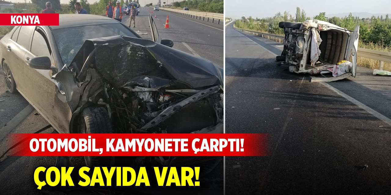 Konya'da otomobil, tarım işçilerini taşıyan kamyonete çarptı! 8 kişi yaralandı