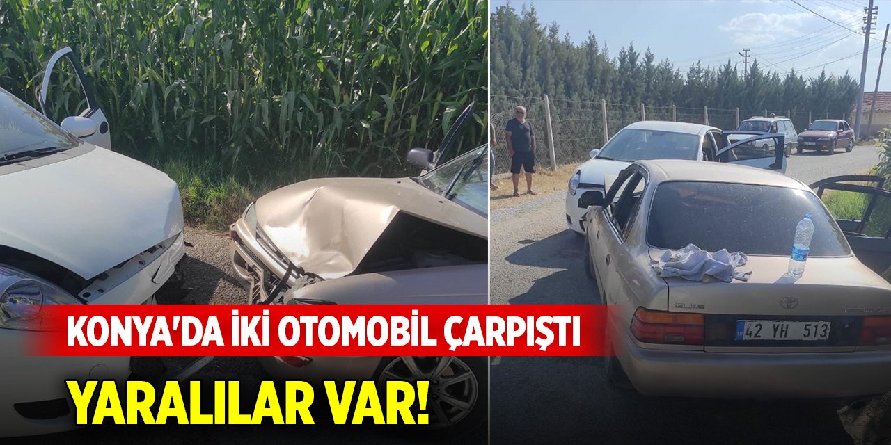 Konya’da iki otomobil çarpıştı! Yaralılar var