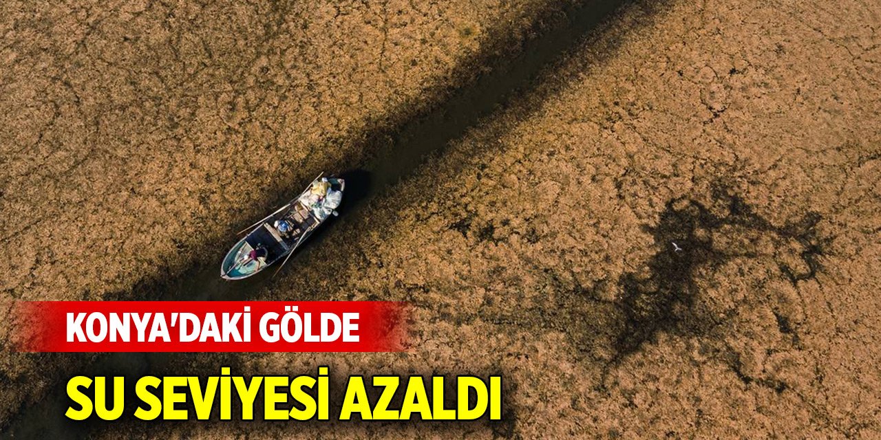 Konya'daki gölde su seviyesi azaldı