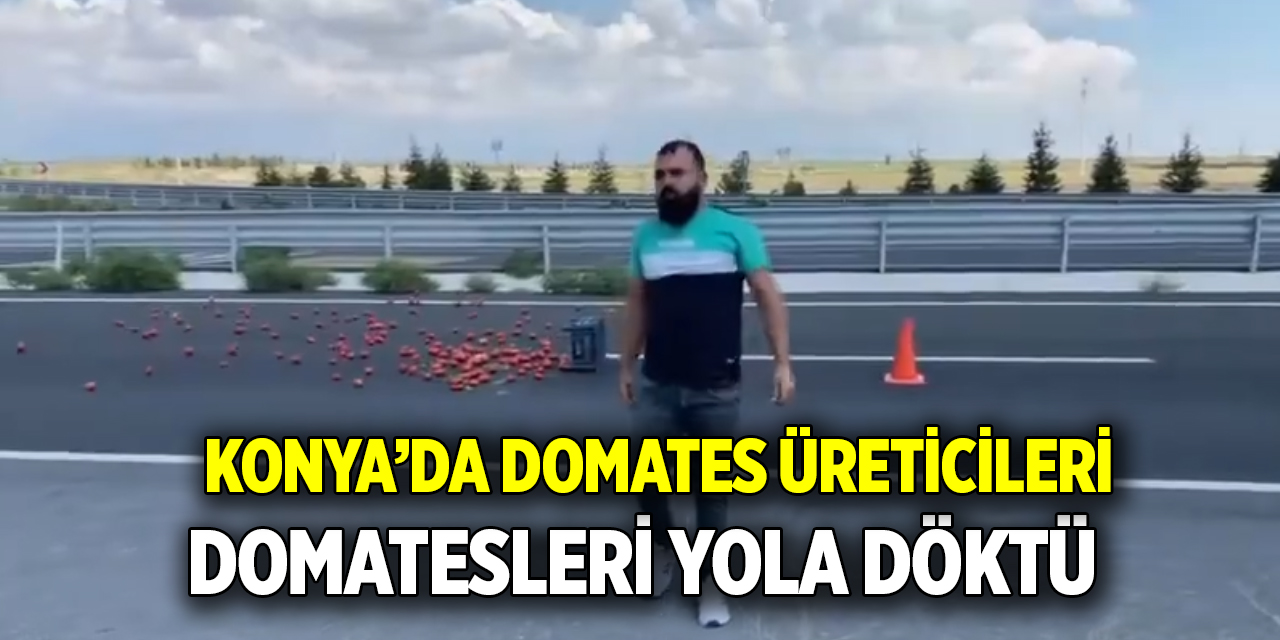 Konya’da domates üreticileri  Domatesleri yola döktü