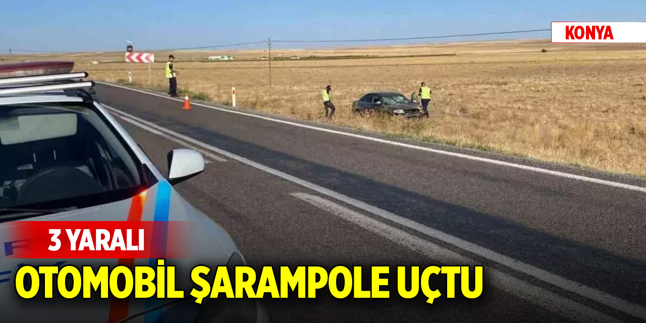 Konya’da otomobil şarampole uçtu: 3 yaralı