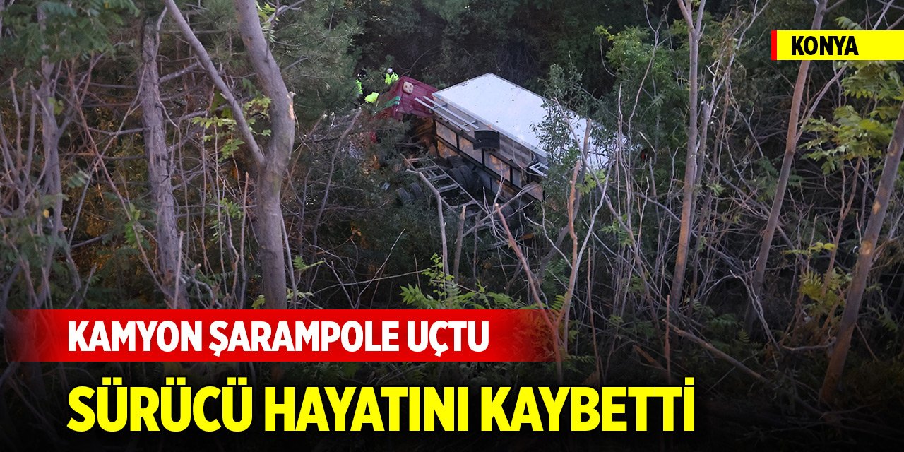 Konya'da kamyon şarampole uçtu, sürücü hayatını kaybetti