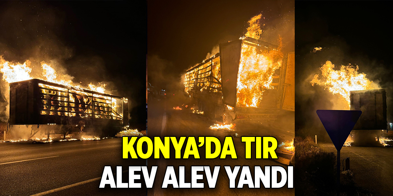 Konya’da tır alev alev yandı