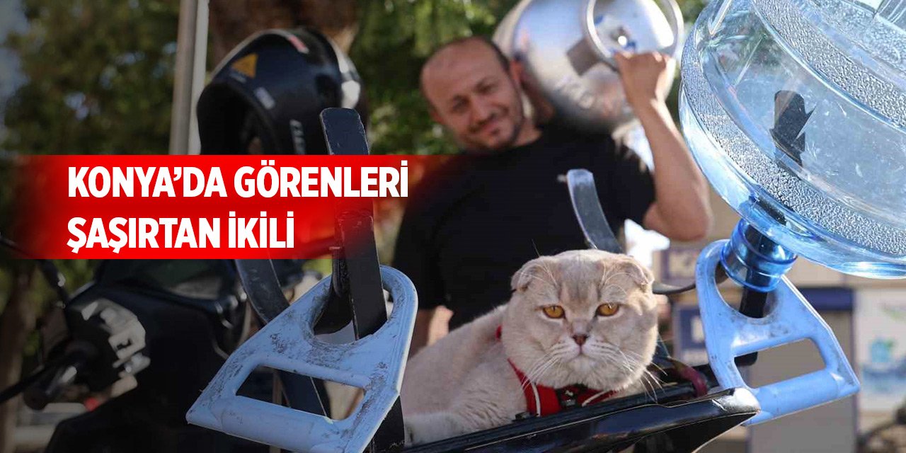 Konya'da görenleri şaşırtan ikili