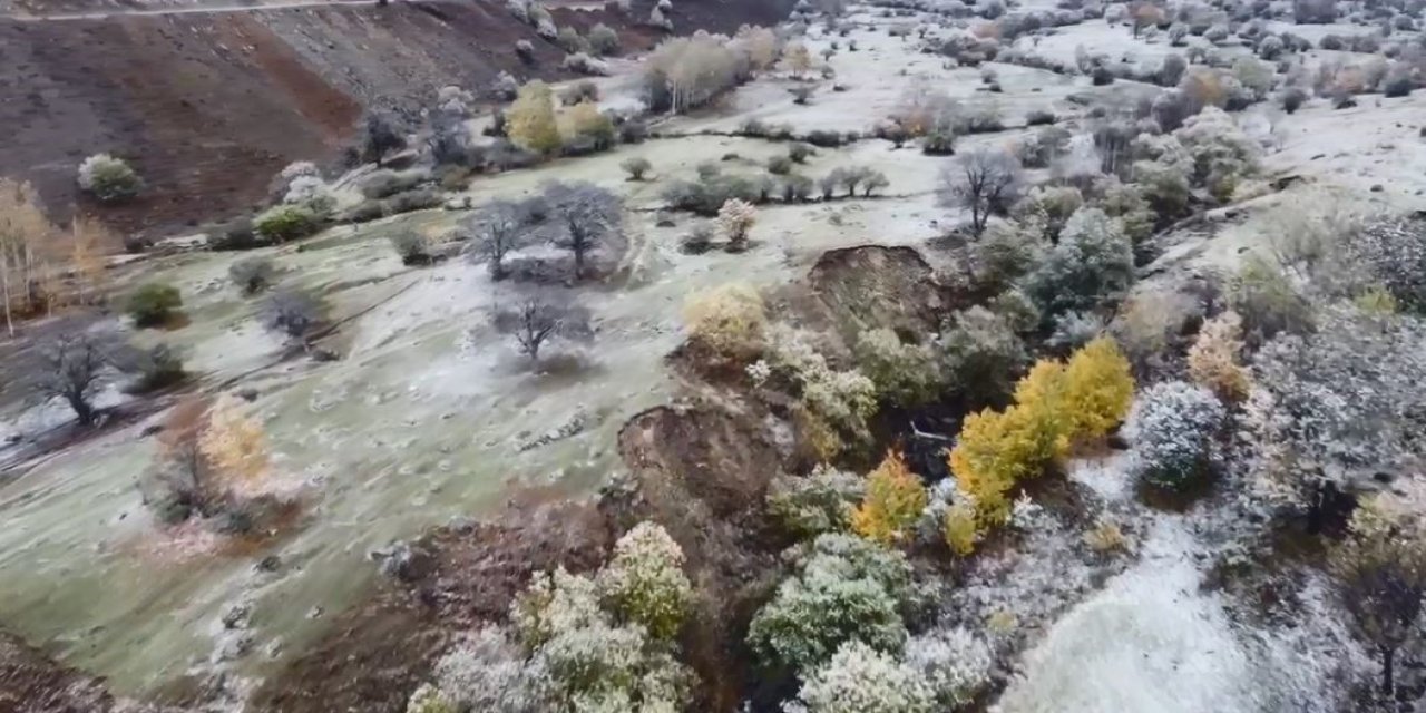 Sonbahar ve kış manzaraları aynı karede