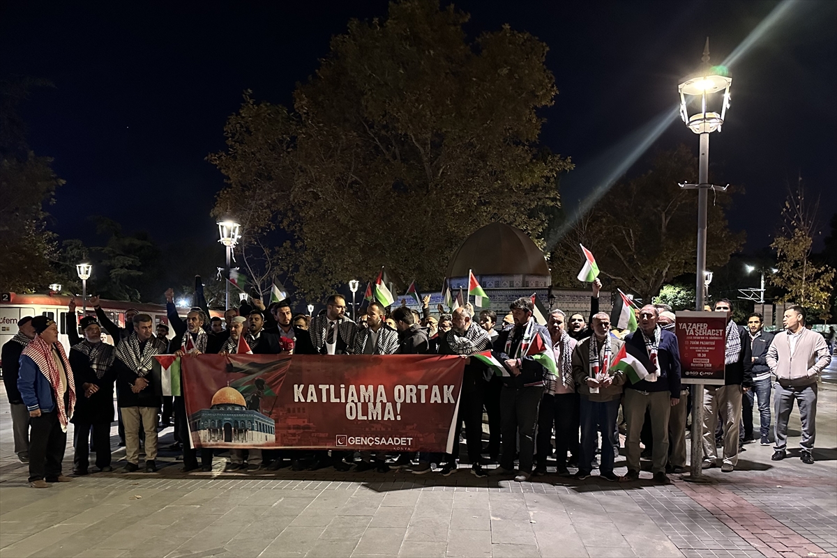 Konya’daki İsrail protestosunda  Gözler onu aradı