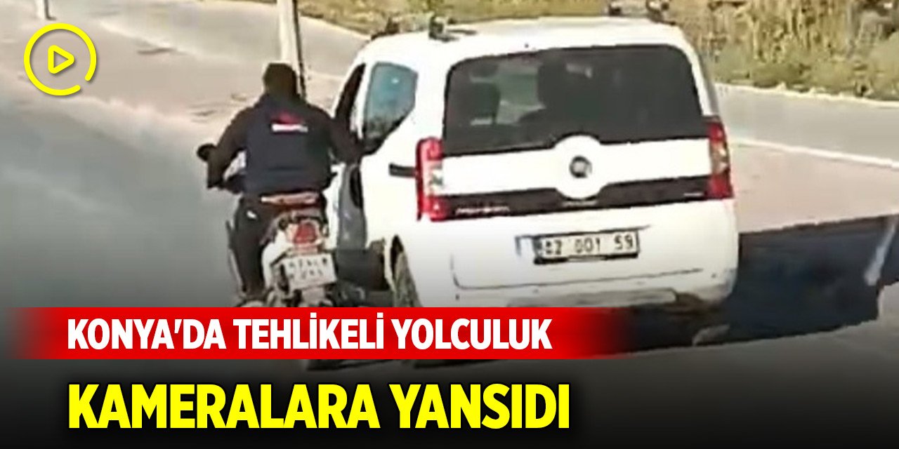 Konya'da motosiklet sürücüsü canını hiçe saydı! O anlar kameraya yansıdı