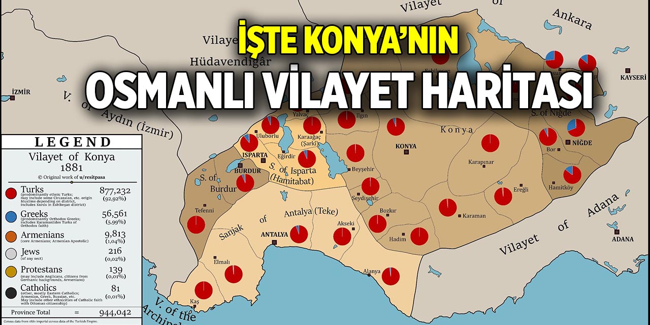 İşte Konya’nın Osmanlı vilayet haritası