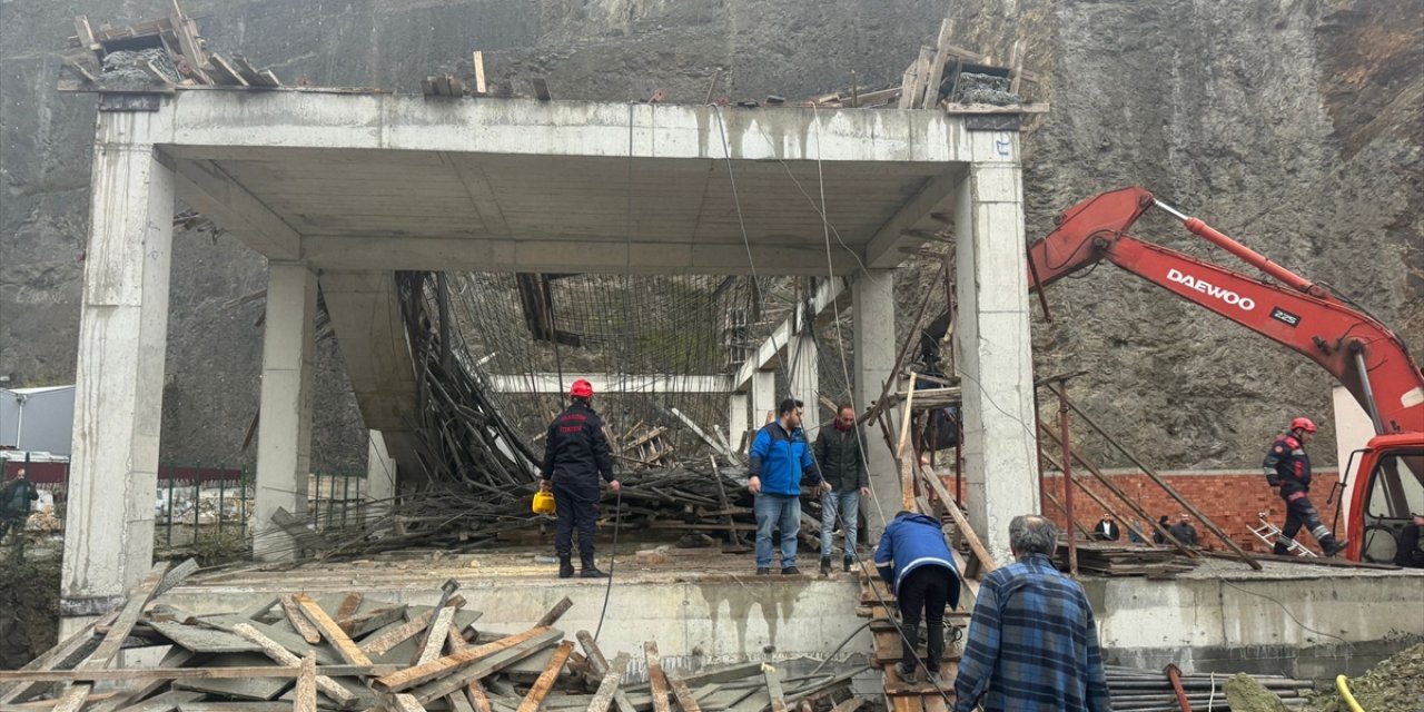 Trabzon'da inşaatta çökme meydana geldi, 1 işçi öldü, 3 işçi yaralandı