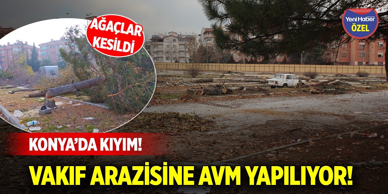 Konya’da kıyım! Ağaçlar kesildi, vakıf arazisine AVM yapılıyor!