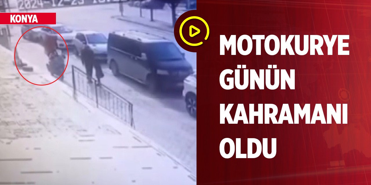 Konya'da motokurye günün kahramanı oldu