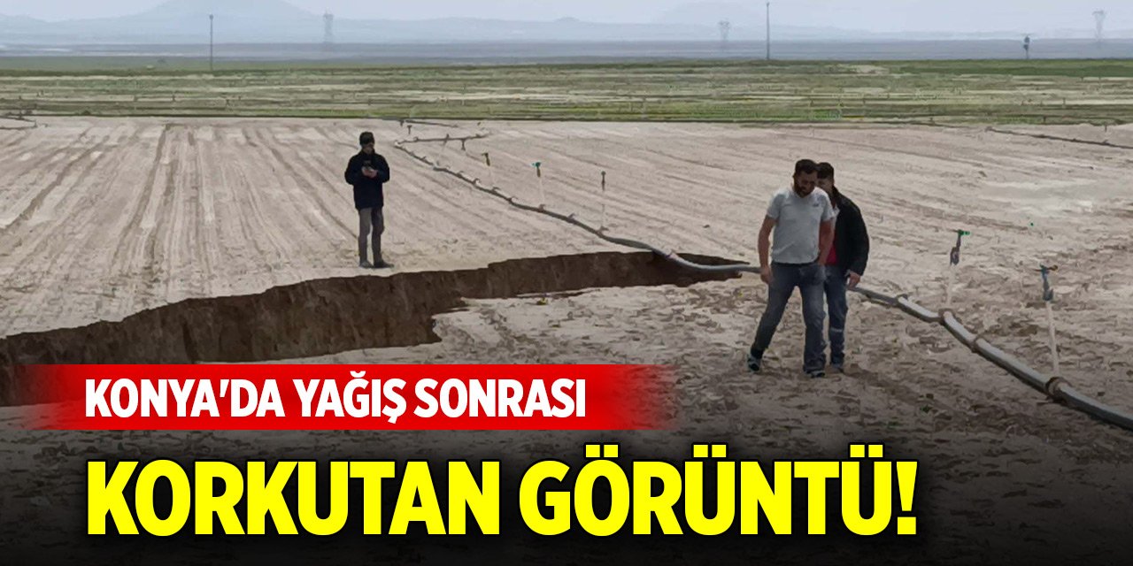 Konya'da yağış sonrası korkutan görüntü!