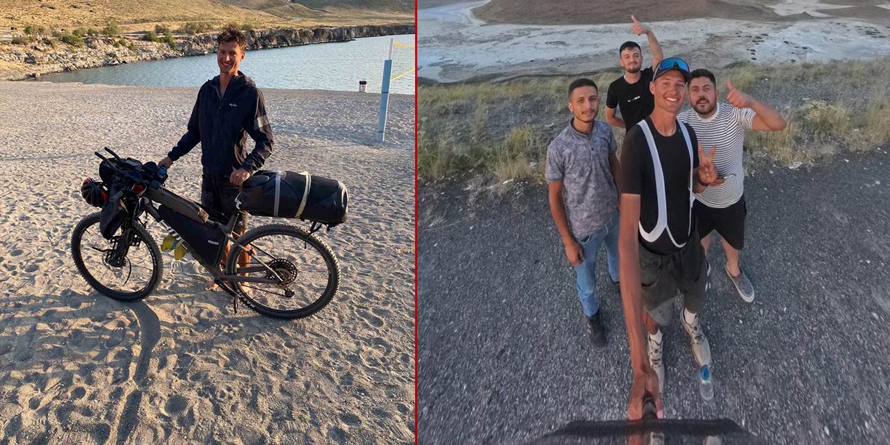 Alman bisikletçi Meke Gölü ve Acıgöl'ün eşsiz doğasının keyfini çıkardı