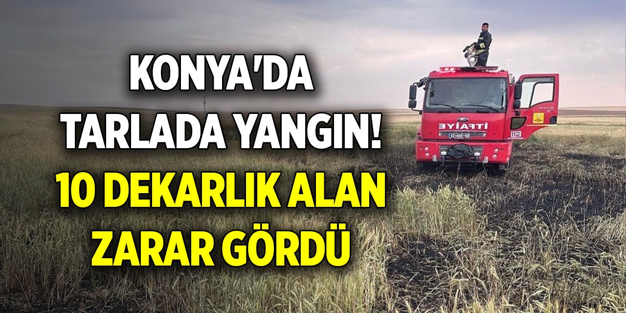Konya'da tarlada yangın! 10 dekarlık alan zarar gördü