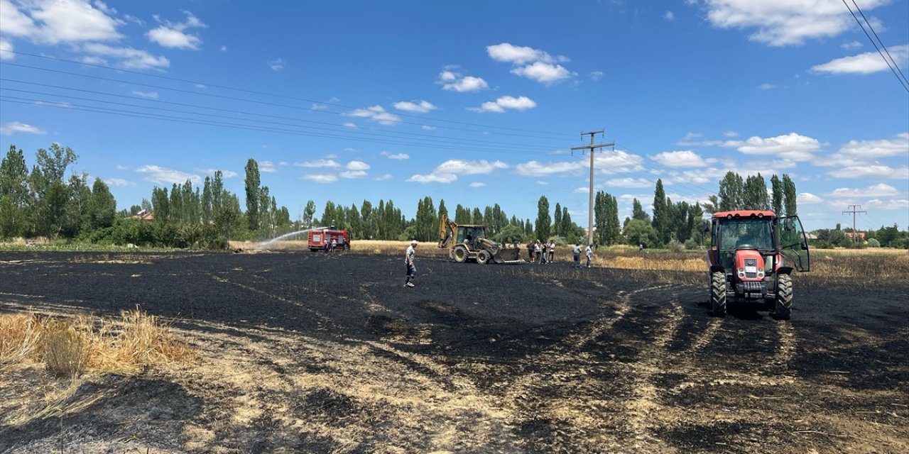 Konya'da hasadı beklenen buğday tarlasında yangın
