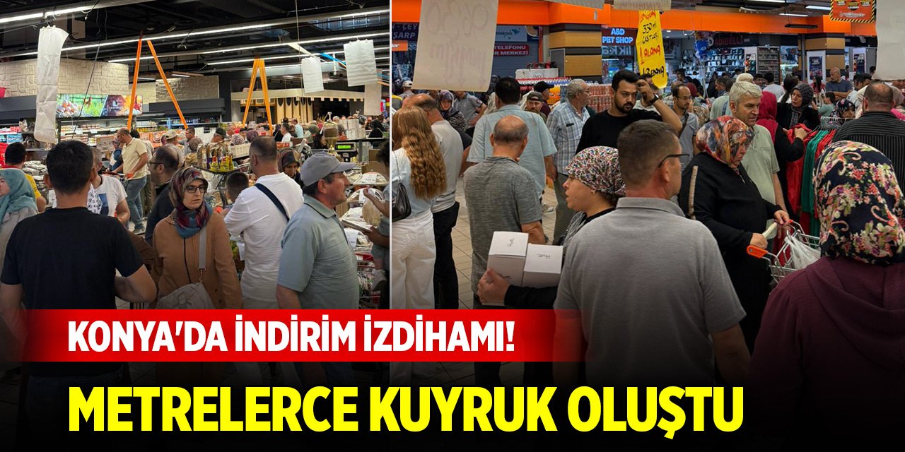 Konya'da indirim izdihamı! Metrelerce kuyruk oluştu