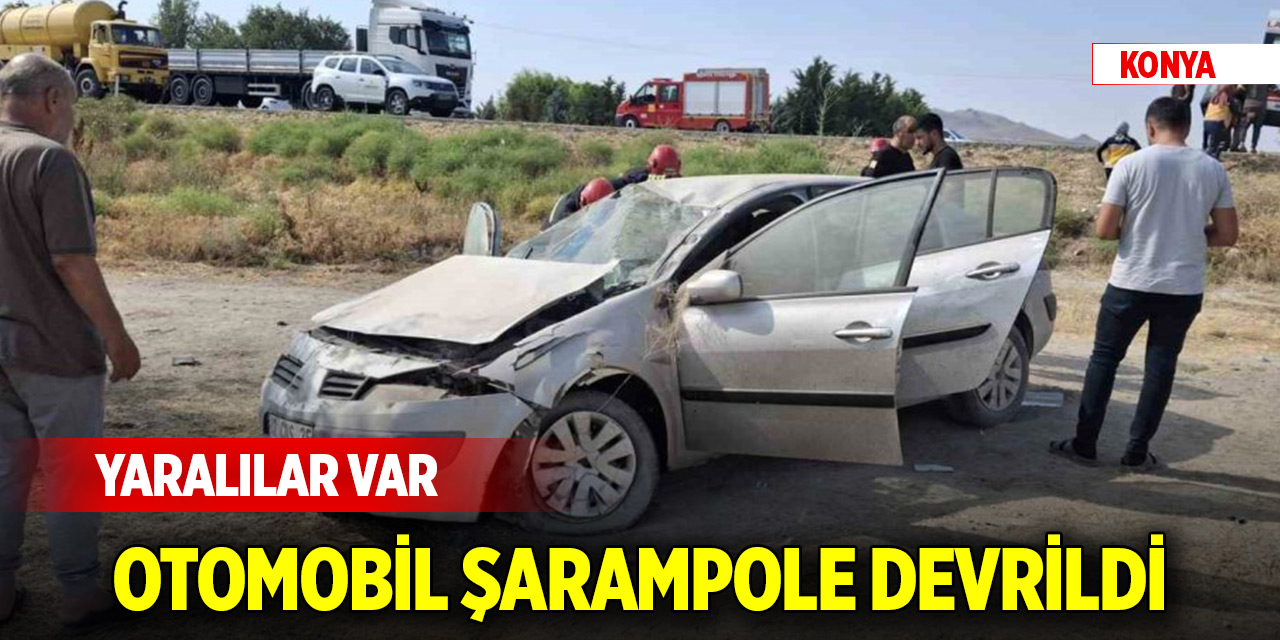 Konya’da otomobil şarampole devrildi: Yaralılar var