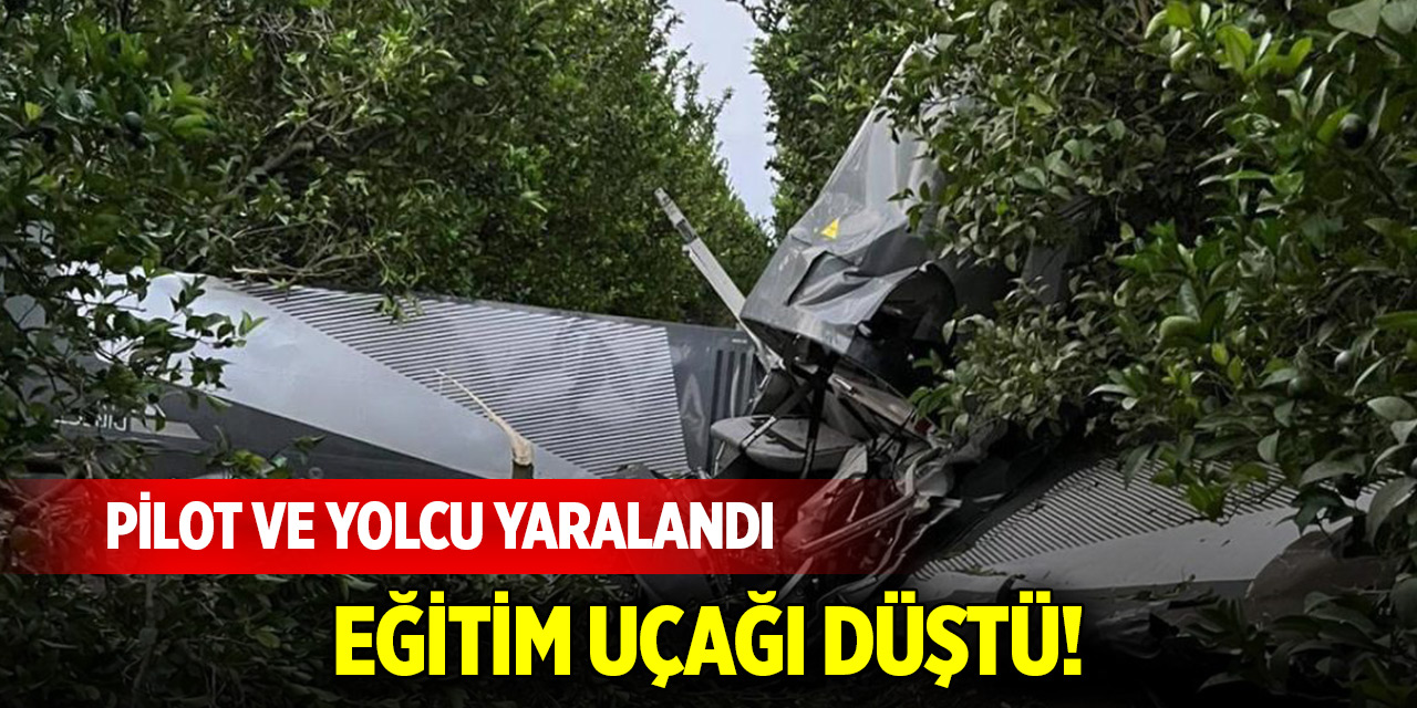 Eğitim uçağı düştü! Pilot ve yolcu yaralandı