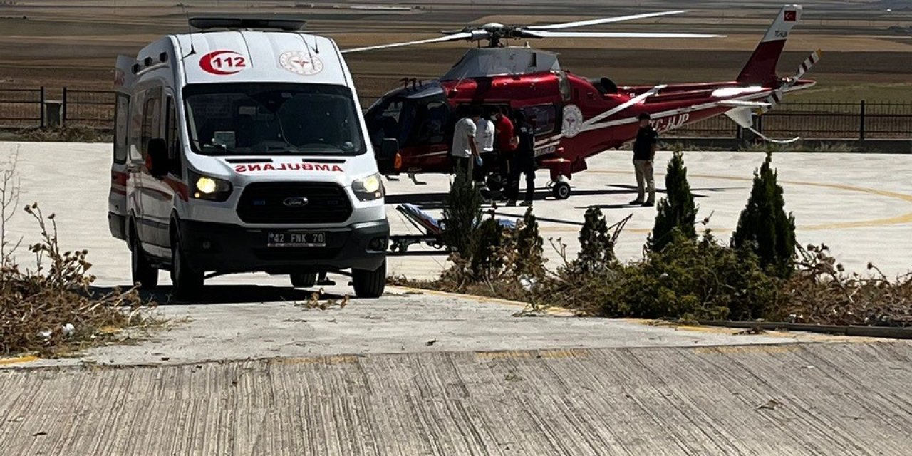 Konya'da mide kanaması geçiren gurbetçiye hava ambulansı
