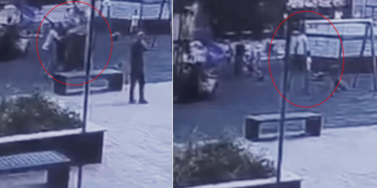 Parkta oynayan 2 çocuğu darbetti; olay anı kamerada