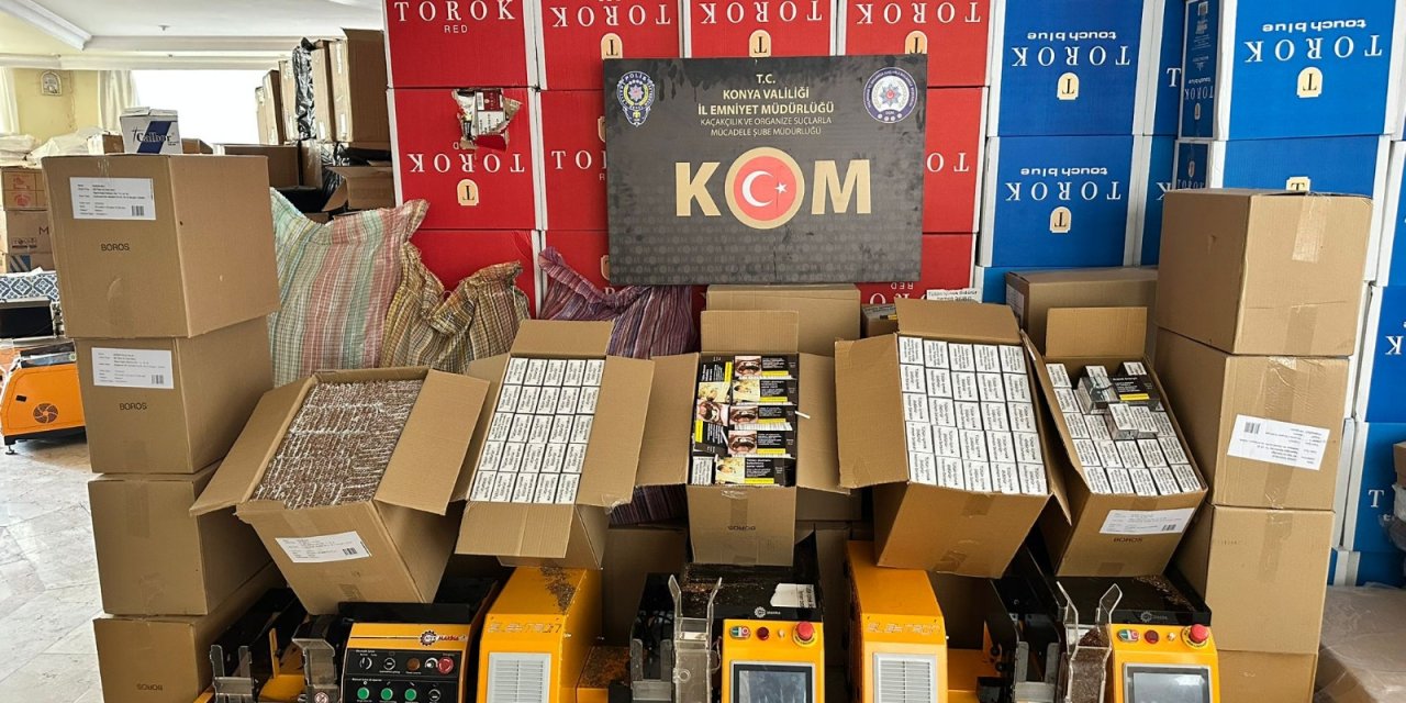 Konya'da okul karşısında kaçak sigara üretimhanesi!