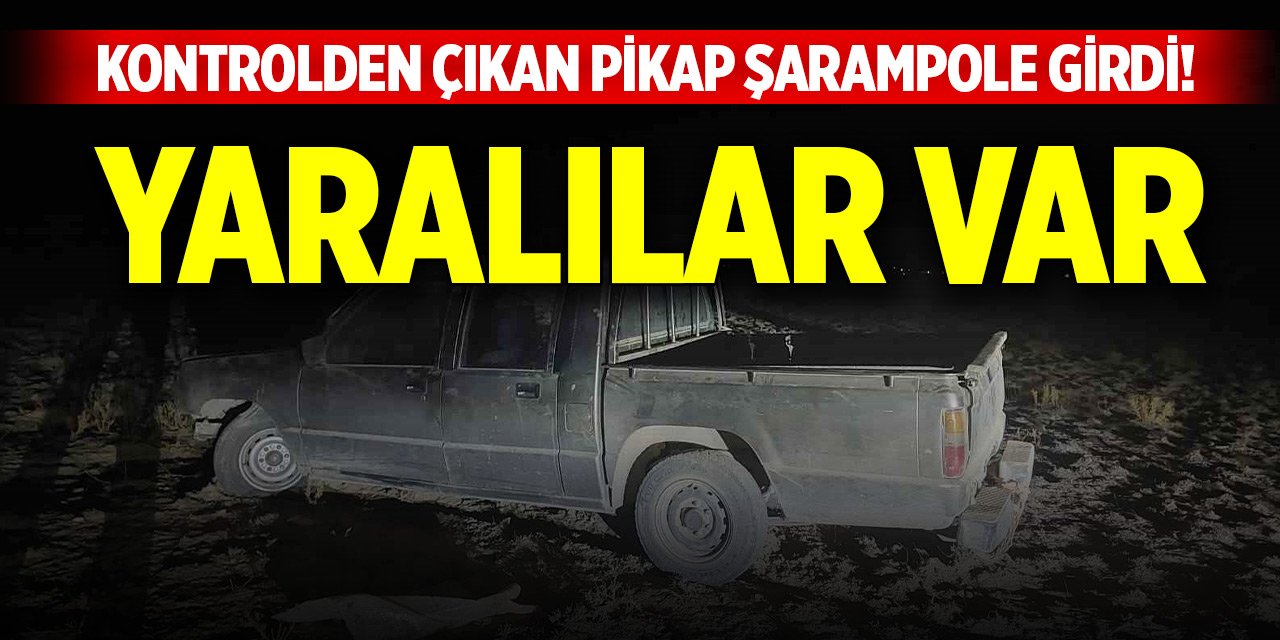 Konya'da kontrolden çıkan pikap şarampole girdi! Yaralılar var