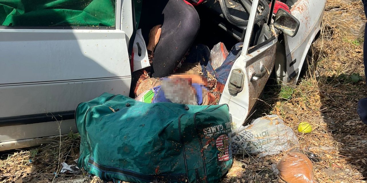 Otomobil yol kenarına uçtu: 1 ölü, 1 ağır yaralı