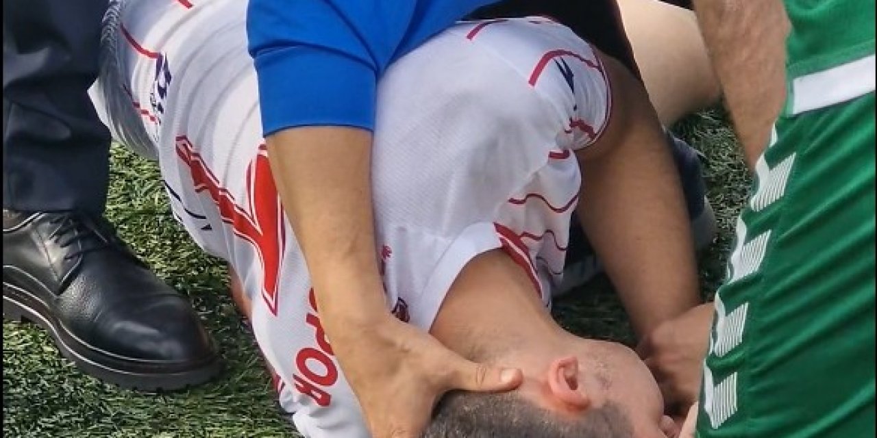Amatör maçta futbolcu bilincini kaybetti