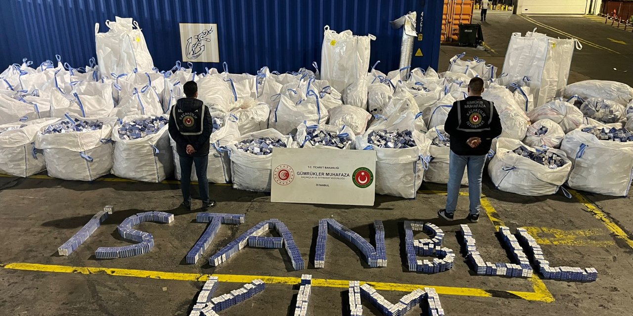 Yalıtım malzemeleri arasına gizlenmiş 394 bin 117 paket kaçak sigara ele geçirildi