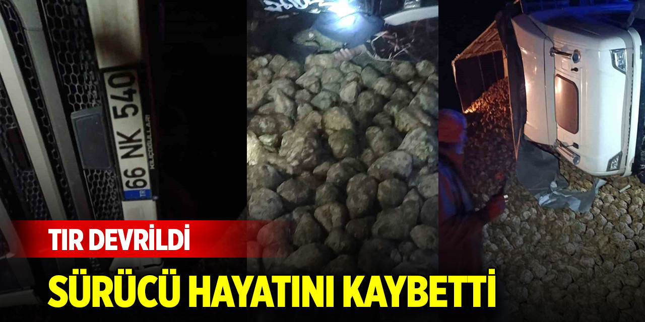 Kontrolden çıkan tırın devrilmesi sonucu sürücü öldü