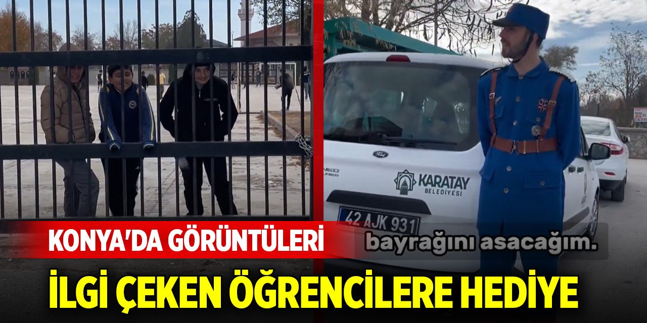 Konya'da okuldaki görüntüleri sosyal medyada ilgi çeken öğrencilere hediye